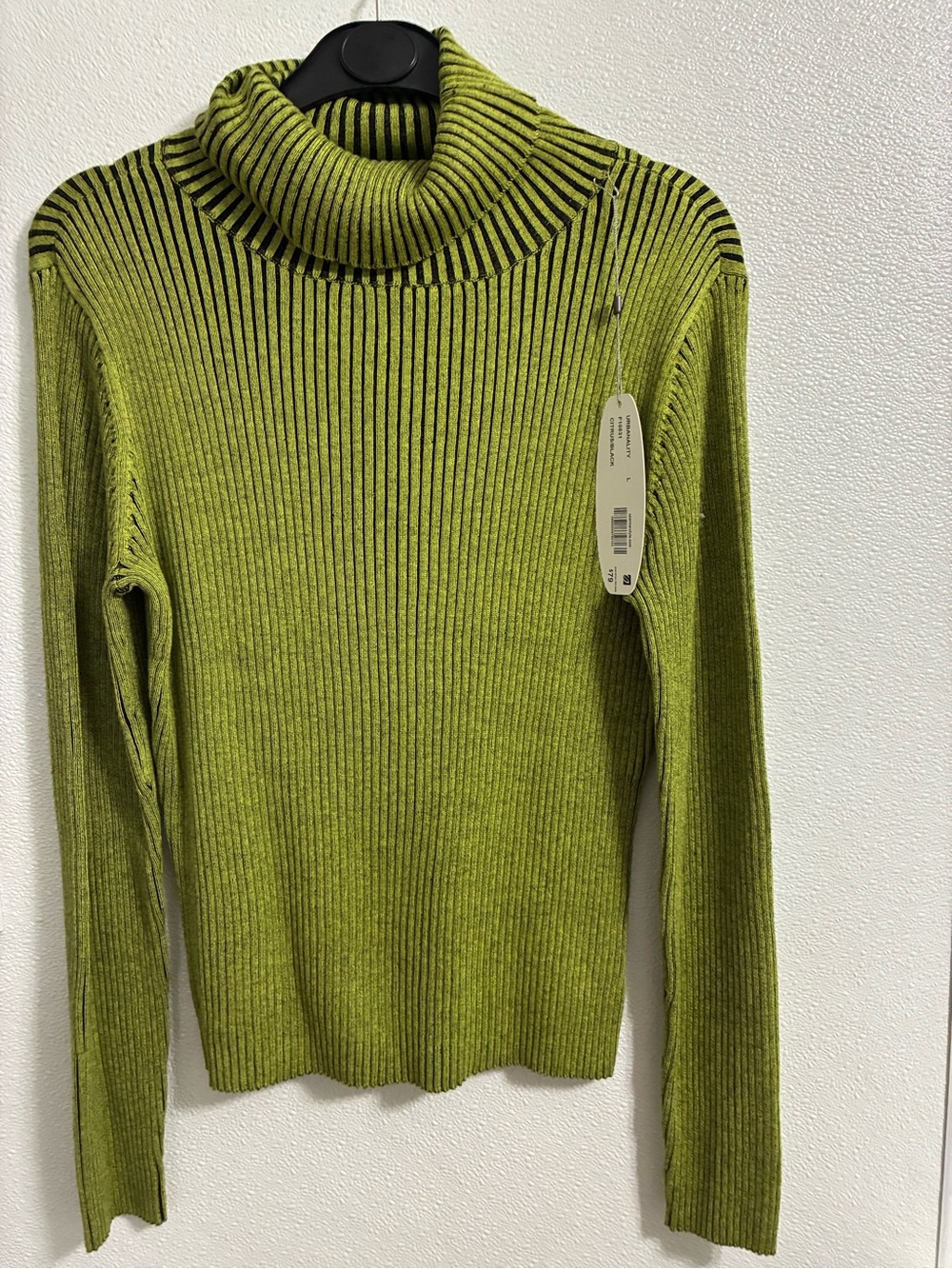 SPANNER  Urbanality Green/black Ribbed Turtleneck Sweater NWT